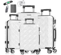 KESSER® Reisekoffer Set 4-teilig | Kofferset ABS Hartschalenkoffer mit Zahlenschloss, Kofferwaage & Reisebrieftasche 360° Rollen | Handgepäck & große Koffer für Business & Reise Trolley Snow White