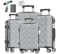 KESSER® Reisekoffer Set 4-teilig | Kofferset ABS Hartschalenkoffer mit Zahlenschloss, Kofferwaage & Reisebrieftasche 360° Rollen | Handgepäck & große Koffer für Business & Reise Trolley Iron Grey