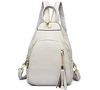 KESUDE Rucksack Damen Klein - Sling Bag Wasserdicht Elegant Cityrucksack Brusttasche Damen Schultertaschen PU Lederrucksack Festival Tasche Backpack Women Rucksackhandtasche für Frauen, Beige