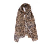 KETAFOUND Chiffon-Kopftücher Für Damen - Schals Mit Blumendruck, Leichtes Sonnenschutz-Halstuch, Elegante, Dünne Bandanas Für Den Sommer, Transparenter Halstuch, Khaki, 85 X 180 Cm