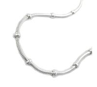 Kette 1mm runde Schlangenkette mit Kugeln symmetrisch Silber 925 38cm