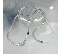 Kette 3mm Panzer flach gedrückt glänzend diamantiert Silber 925 45cm - Silber / 45