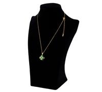 Kette 45 cm vergoldete Halskette mit Herz in grünem Strass Anhänger in Ei-Form
