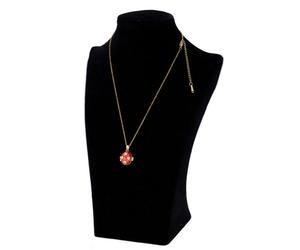 Kette 45 cm vergoldete Halskette mit Herz in rotem Strass Anhänger in Ei-Form