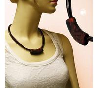 Kette 54x19mm Anhänger Rohr flach gebogen braun-metallic-marmoriert matt Kunststoff 45cm