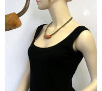 Kette 54x19mm Anhänger Rohr flach gebogen ocker-hellbraun-marmoriert glänzend Kunststoff 45cm