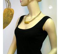 Kette 54x19mm Anhänger Rohr flach gebogen oliv-gelb-marmoriert matt Kunststoff 45cm