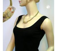 Kette 54x19mm Anhänger Rohr flach gebogen weiß-oliv-marmoriert glänzend Kunststoff 45cm