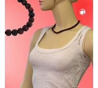 Kette 8mm Kunststoffperlen Barockperlen rot-schwarz-marmoriert 42cm