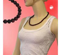 Kette 8mm Kunststoffperlen Barockperlen rot-schwarz-marmoriert 50cm