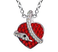 Kette + Anhänger Herz mit Schlange rot Collier Echt Sterling 925 Silber Zirkonia Kristalle Liebe Glaube Hoffnung Emotion Symbol Motiv Stil Objekt weiss extravagant gut modisch klar schön