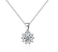 Kette Damen Halskette 925er Sterling Silber mit Anhänger Kreis Kristall Bling Collier,Mädchen Frauen Mode Y-Kette Schmuck