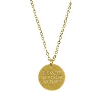 Kette - Die Welt ist voller Wunder (vergoldet): Die Welt ist voller Wunder - Kette mit Spruchmedaillon (vergoldet)