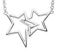 Kette Halskette Collier Halsschmuck zwei Sterne mit Zirkonia 925 Silber 45cm