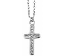 Kette mit Anhänger ADELIA´S "Damen Edelstahl Ankerkette Halskette mit Anhänger Kreuz", weiß (weiß, kreuz), Halsketten, Damen, unbekannt, Edelstahl (95712946-0) weiß, kreuz