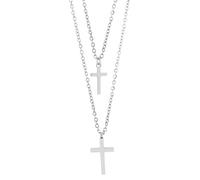 Kette mit Anhänger ADELIA´S "Damen Edelstahl Halskette mit Anhänger Kreuz", silber (silber, kreuz), Halsketten, Damen, unbekannt, Edelstahl (34466157-0) silber, kreuz