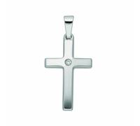 Kette mit Anhänger ADELIA´S "Damen & Herren 333 Weißgold Kreuz Anhänger mit Zirkonia", silber, Halsketten, Damen, Gold, Schmuckset - Set mit Halskette (81840603-0) silber