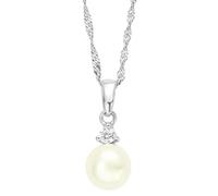Amor Kette mit Anhänger Damen 2012671 – 925 Sterling Silber, Zirkonia, Süßwasserperle, 42 cm