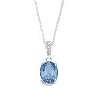 Amor Kette mit Anhänger 925 Sterling Silber Damen Halsschmuck, mit Spinell synt, 45 cm, Blau, Kommt in Schmuck Geschenk Box, 2022073