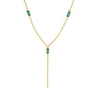 Kette mit Anhänger AMOR "2034780", grün (gelbgoldfarben, grün), Halsketten, Damen, mit Zirkonia, Silber 925 (Sterlingsilber), L: 45 B: 2mm, mit Zirkonia (synth.), B:2mm (84738259-0) gelbgoldfarben, gr