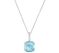 Amor Kette mit Anhänger Damen, Blau, 45 cm, 12 mm, Zirkonia, Weiß, Blau, 1,1 mm, Silber 925, rhodiniert 9217779