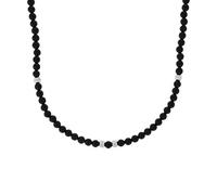 Kette mit Anhänger AMOR, edelstahlfarben, schwarz, Halsketten, Herren, Edelstahl, L: 55 B: 5mm, mit Achat, B:5mm (87853825-0) edelstahlfarben, schwarz