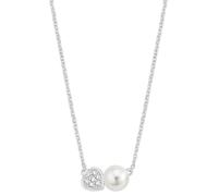 Amor Kette mit Anhänger Damen, Silber, Herz, 0,12 mm, Zirkonia synth., Weiß, 0,7 mm, Silber 925, rhodiniert 2026033