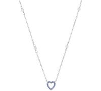 Kette mit Anhänger AMOR "Herz, Trachtenschmuck, Volksfest", blau (silberfarben, blau, weiß), Halsketten, Damen, Perlen Silber 925 (Sterlingsilber), L: 42, Perlen, Silber 925 (Sterlingsilber), mit Stei