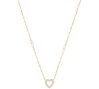 Amor Kette mit Anhänger 925 Sterling Silber Damen Halsschmuck, mit synt. Nano, mit Muschelkernperle, 42 cm, Herz, Kommt in Schmuck Geschenk Box, 2039229