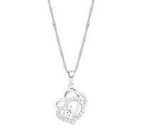Amor Kette mit Anhänger Damen, Silber, Herz, 14 mm, Zirkonia synth., Weiß, 1 mm, Silber 925, rhodiniert 2016423
