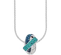 Kette mit Anhänger AMOR "Knoten, 9194827", blau (silberfarben, blau, türkis, kristallweiß), Halsketten, Damen, Silber 925 (Sterlingsilber), L: 45cm, mit Kristallstein (293546-0) silberfarben, blau, tü