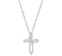 Kette mit Anhänger AMOR "Kreuz, 9003815" Halsketten Gr. Silber 925 (Sterlingsilber), Länge: 42 cm, bunt (silberfarben, weiß, weiß) Damen Ketten mit Anhänger Zirkonia (synth.) (60176214-0)