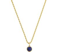 Kette mit Anhänger AMOR "Kugel Kordelkettengliederung", gold (gelbgoldfarben, blau), Halsketten, Damen, Silber 925 (Sterlingsilber), L: 45 B: 2mm, mit Lapislazuli, B:2mm (53541756-0) gelbgoldfarben, b