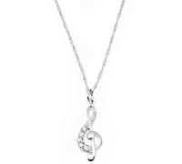 amor - Kette mit Anhänger für Damen, 925 Sterling Silber, Zirkonia synth. | Notenschlüssel Ketten Weiss