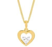 Kette mit Anhänger AMOR "Schmuck Geschenk Halskette Herz LIEBE", gold (gelbgoldfarben, weiß), Halsketten, Damen, Gelbgold 375, mit Zirkonia (synth.) (23486105-0) gelbgoldfarben, weiß