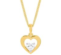 Kette mit Anhänger AMOR "Schmuck Geschenk Halskette Herz LIEBE, 2014399" Halsketten Gr. Gelbgold 375, weiß (gelbgoldfarben, weiß, weiß) Damen Ketten mit Anhänger Zirkonia (23486105-0)