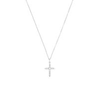 Amor Kette mit Anhänger für Damen, Sterling Silber 925, mit Wachsperle und Zirkonia, 45 cm, silber, Kreuz, Geschenkidee, kommt in Schmuck Geschenk Box, 2100162