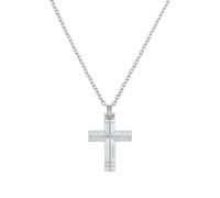 Kette mit Anhänger AMOR "Scorpions by Amor, Kreuz-Anhänger", edelstahlfarben, Halsketten, Herren, Edelstahl, L: 55 B: 3,2mm, B:3,2mm (89730806-0) edelstahlfarben