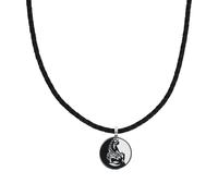 Amor Kette mit Anhänger Unisex, Schwarz, 20 mm, 3 mm, Edelstahl, Leder, Echtschmuck 2040510