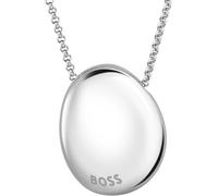 Kette mit Anhänger BOSS "NUGGET", silber (edelstahlfarben), Halsketten, Damen, Edelstahl, L: 50,5 B: 2mm, Kette mit Anhänger, B:2mm (29678265-0)