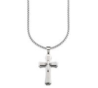 Kette mit Anhänger BRUNO BANANI "Schmuck Geschenk Halskette Kreuz Venezianerkette", silber (edelstahlfarben), Halsketten, Herren, Edelstahl, L: 55 B: 3mm, B:3mm (96255705-0) edelstahlfarben