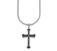 Kette mit Anhänger BRUNO BANANI "Schmuck Geschenk Halskette Kreuz Venezianerkette Silber Schwarz", silber (edelstahlfarben), Halsketten, Herren, Edelstahl, L: 60 (37103643-0) edelstahlfarben