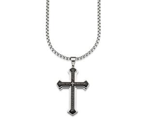 Kette mit Anhänger BRUNO BANANI "Schmuck Geschenk Halskette Kreuz Venezianerkette Silber Schwarz", silber (edelstahlfarben), Halsketten, Herren, Edelstahl, L: 60 (37103643-0) edelstahlfarben