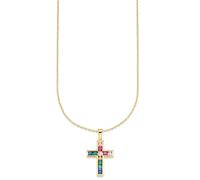 Kette mit Anhänger BRUNO BANANI "Schmuck Geschenk Silber 925 Halsschmuck Halskette Regenbogen Kreuz", gold (gelbgoldfarben, mehrfarbig), Halsketten, Damen, Silber 925 (Sterlingsilber), L: 48, mit Zirk