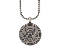 Kette mit Anhänger CAÏ "925/- Silber matt oxidiert Rock Music Skull Wappen", silber (silbergrau), Halsketten, Herren, 60cm, Silber 925 (Sterlingsilber), L: 60 B: 19mm, matt, B:19mm (19160428-0) silber