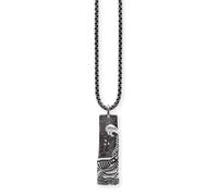 Kette mit Anhänger CAÏ "925/- Sterling Silber oxidiert Wellen", silbergrau, Halsketten, Herren, 55cm, Silber 925 (Sterlingsilber), L: 55 B: 9mm, matt, B:9mm (66297251-0) silbergrau