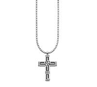 Kette mit Anhänger CAÏ "925/- Sterling Silber rhodiniert Kreuz", silber (silbergrau), Halsketten, Herren, 60cm, Silber 925 (Sterlingsilber), L: 60 B: 18,5mm, glänzend, B:18,5mm (33547266-0) silbergrau