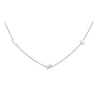 Kette mit Anhänger CAÏ "925 Sterling Silber rhodiniert Sternschnuppe - Saturn - Mond", weiß, Halsketten, Herren, 39+5cm, Silber 925 (Sterlingsilber), L: 44 B: 1mm, glänzend, Kette mit Anhänger, B:1mm 