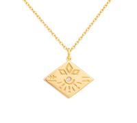 Kette mit Anhänger CAÏ "925 Sterling Silber Topas Tattoo Motiv Raute", gelb, Halsketten, Damen, 45,0cm, Silber 925 (Sterlingsilber), L: 45 B: 18mm, glänzend, B:18mm (85872833-0) gelb