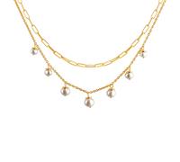 Kette mit Anhänger CELESTA "925 Silber vergoldet mit Süßwasserzuchtperlen", weiß, Halsketten, Herren, 45cm, Silber 925 (Sterlingsilber), L: 45 B: 4mm, Kette mit Anhänger (18241931-0)